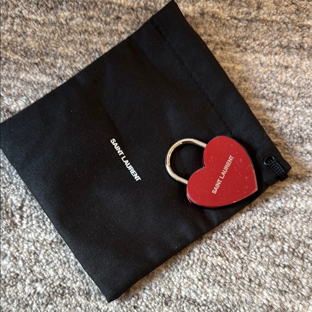 NEW Saint Laurent Red Heart Keychain